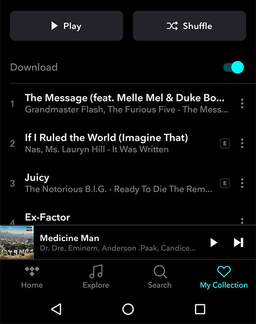 download tidal playlist on android and ios devices