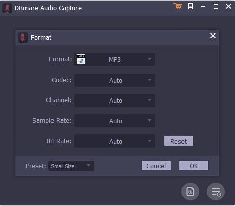 set audio format for tidal on drmare audio capture