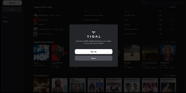 tidal web player login