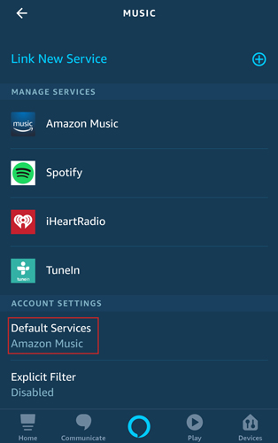 set tidal as default service on amazon echo