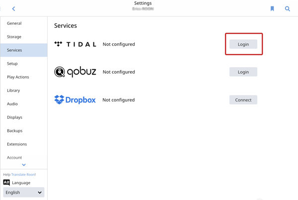 connect tidal with roon