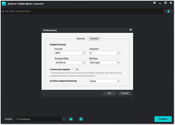 choose mp3 as the output format for tidal music